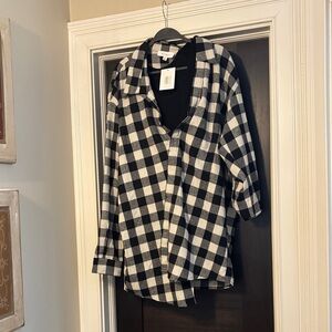 Classic Black and White Plaid Shirt